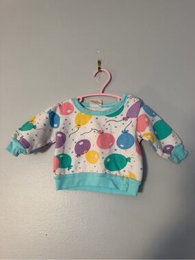 Vintage Rainbow Kids Balloon Sweatshirt with Aqua Trim